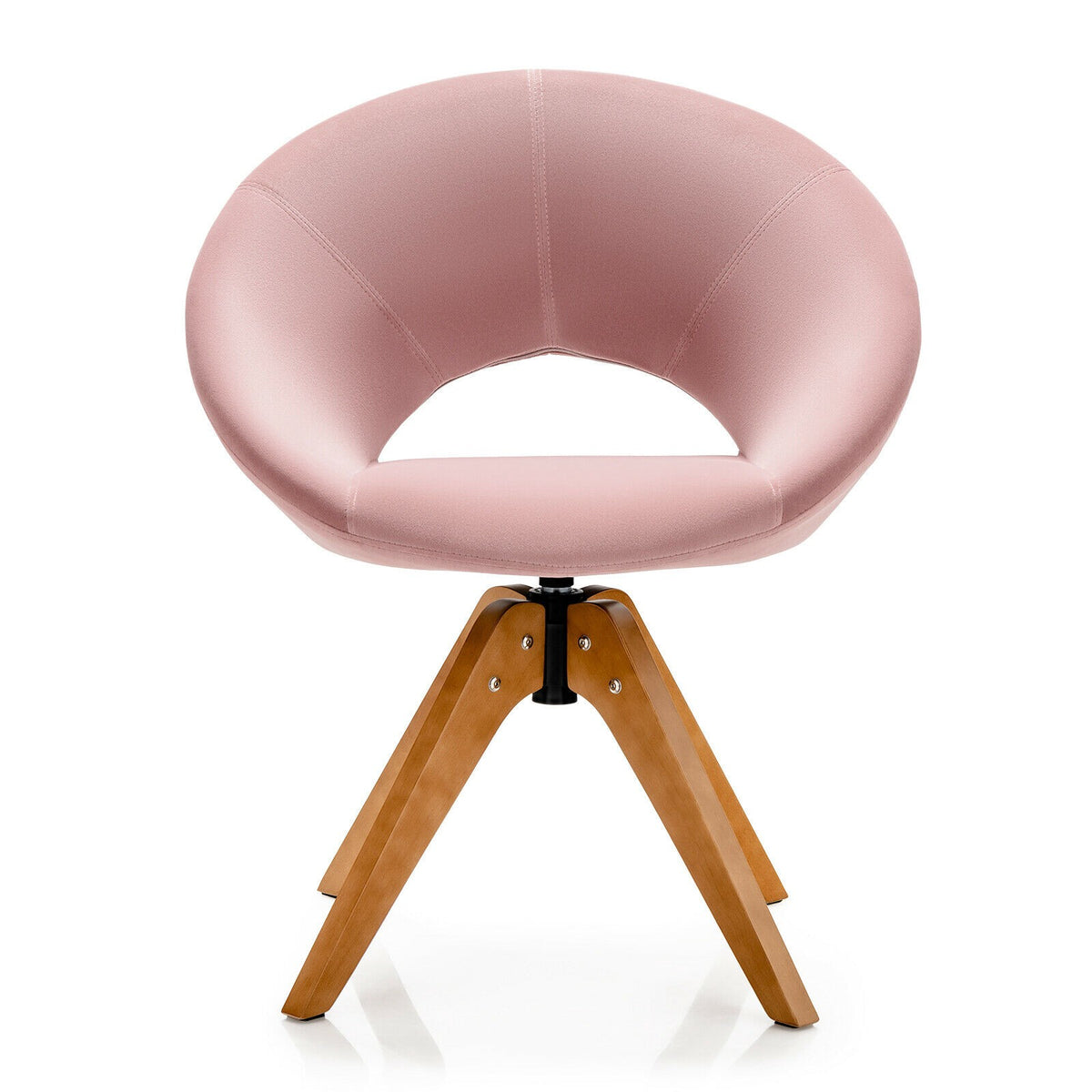 Swivel Accent Chair – Mid-Century Velvet, Oversized Seat, Pink