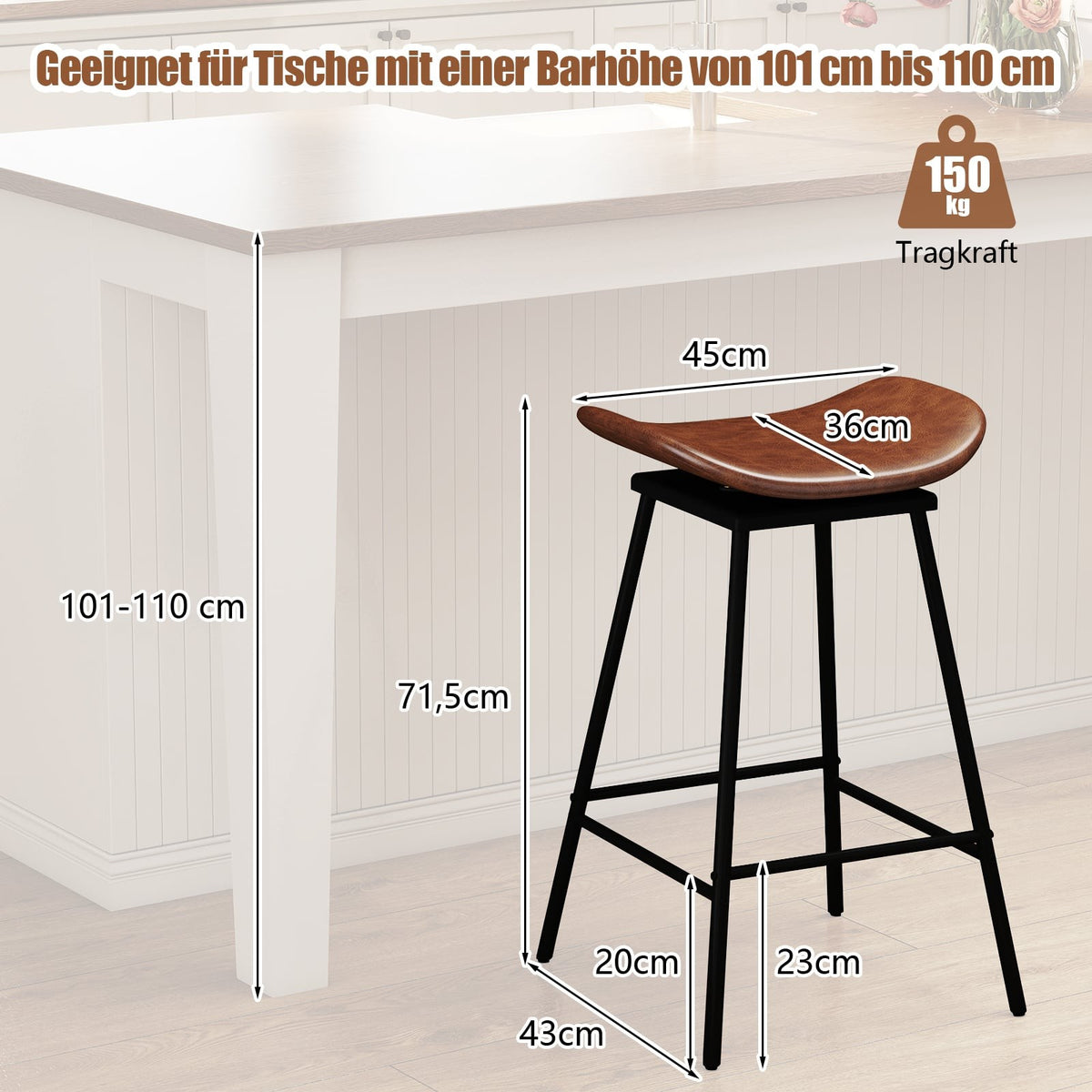 Swivel Bar Stools Set of 2, Brown Faux Leather, 360 Rotation