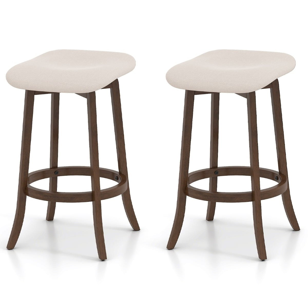 Swivel Bar Stools, Set of 2, Padded Seats, Brown