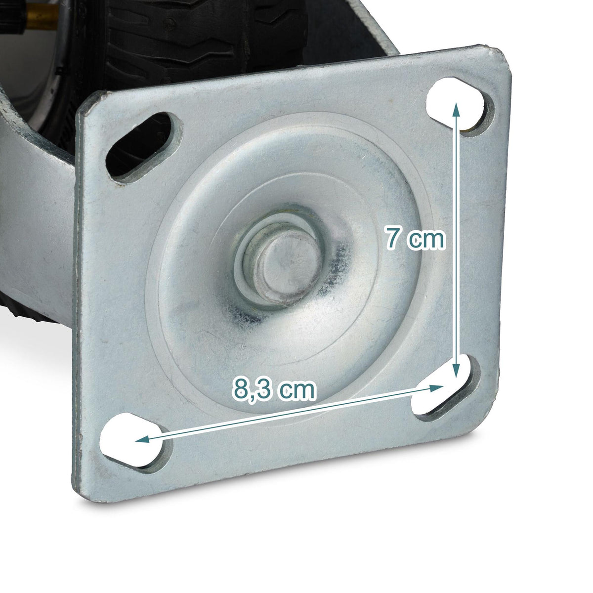 Swivel Castor Wheel w/ Brake, Pneumatic Tyre, Black-Silver