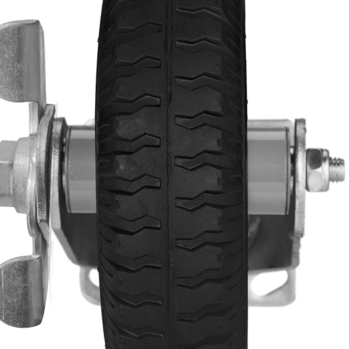Swivel Castor Wheel w/ Brake, Pneumatic Tyre, Black-Silver