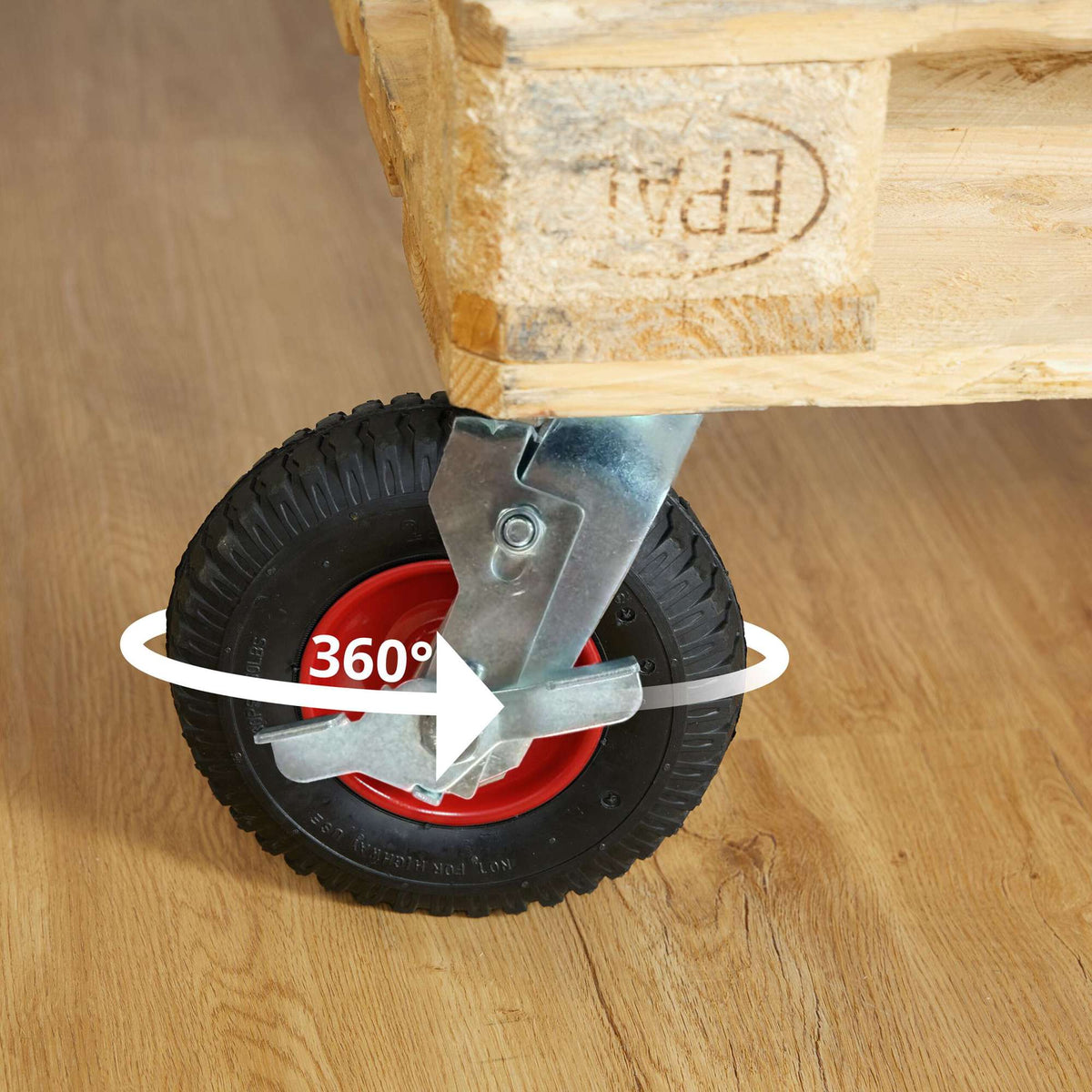 Swivel Castor with Brake, Pneumatic Tyre, 120kg Load