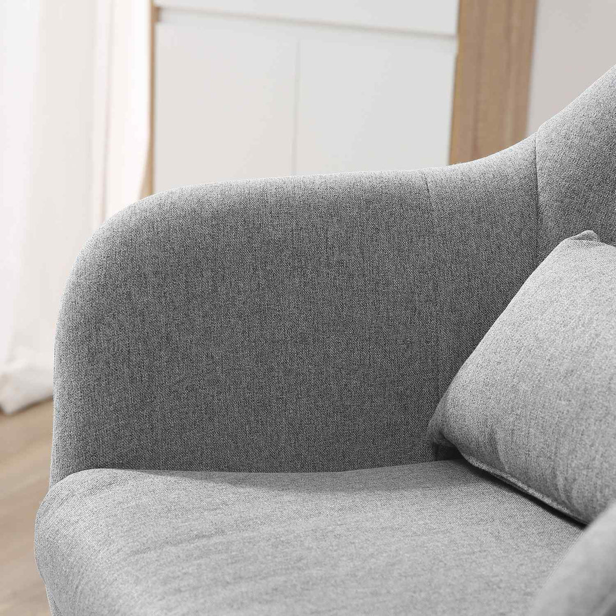 Swivel Chair, Height Adjustable Swivel Chair, Retro Accent Chair, Relax Chair with Back Cushion for Living Room, Linen, Gray