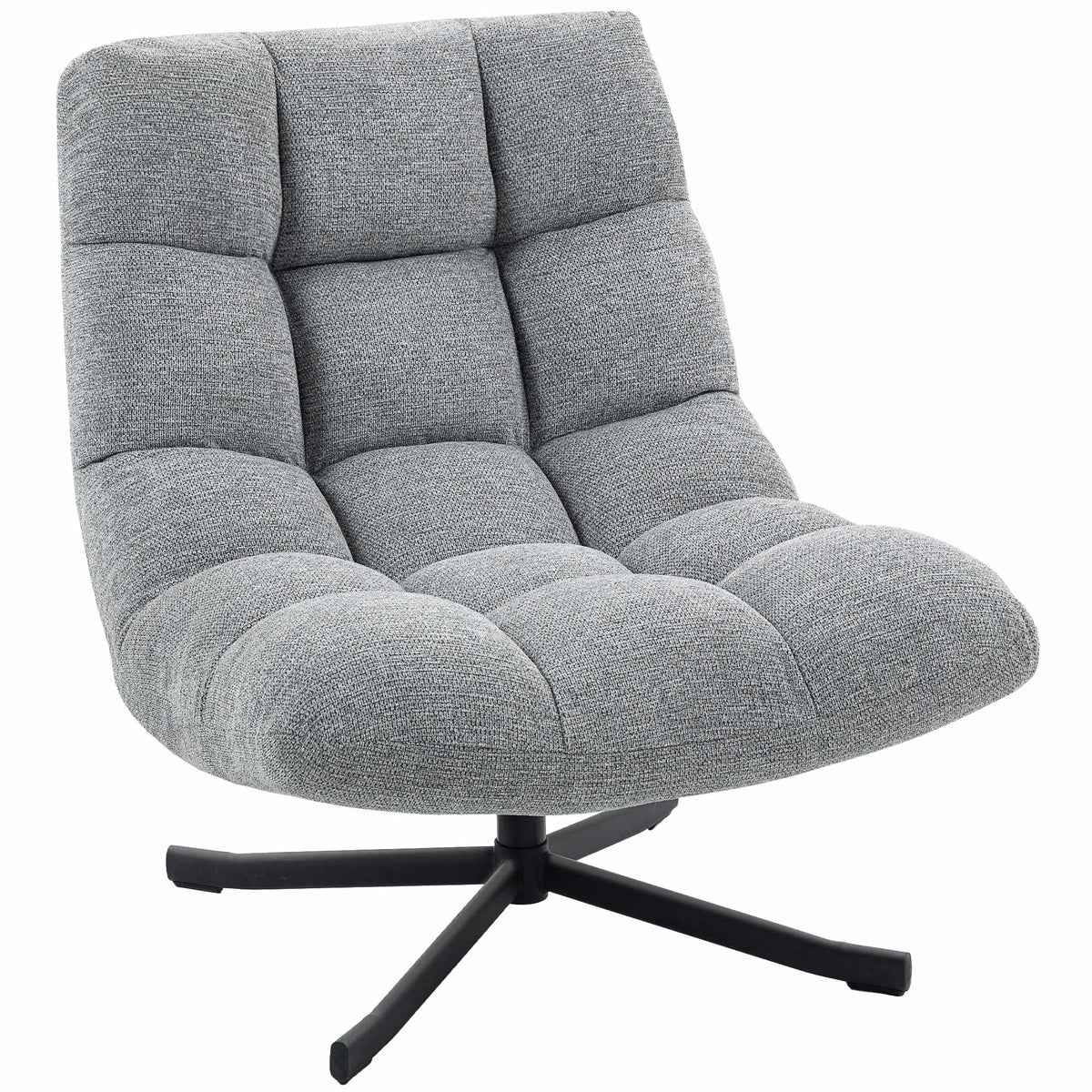 Swivel Lounge Chair, Armless Wide Seat, Gray Chenille