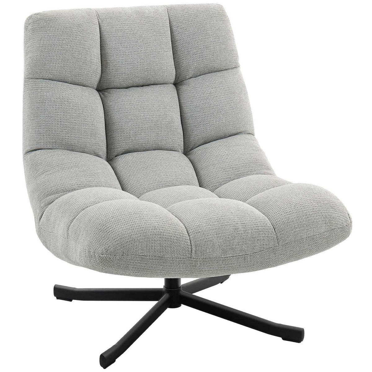Swivel Lounge Chair, Wide Seat, Water-Resistant Chenille, Light Grey