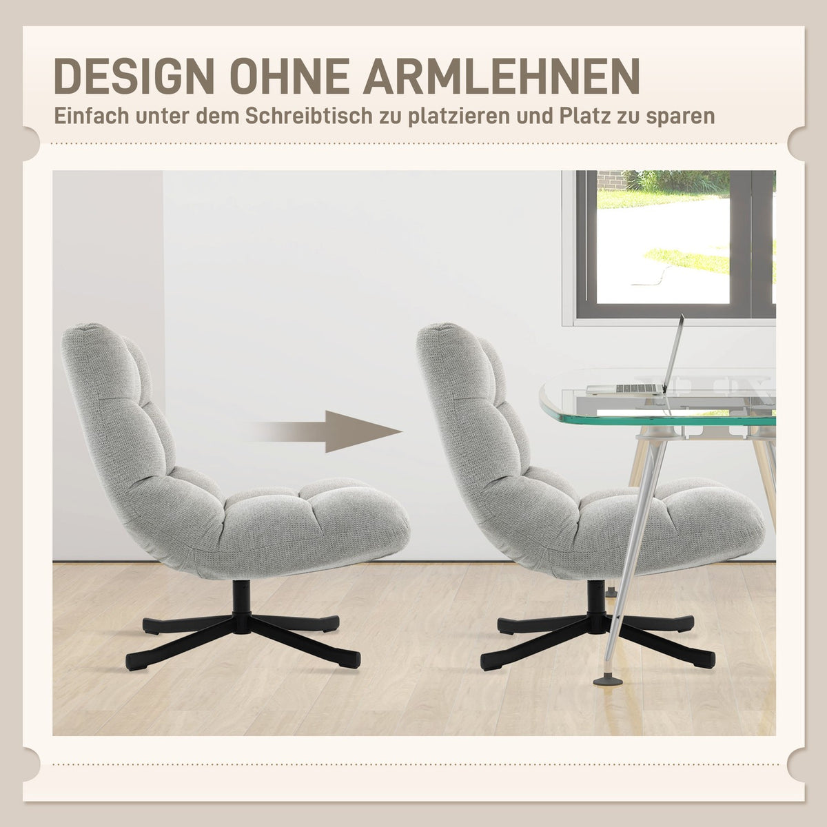 Swivel Lounge Chair, Wide Seat, Water-Resistant Chenille, Light Grey