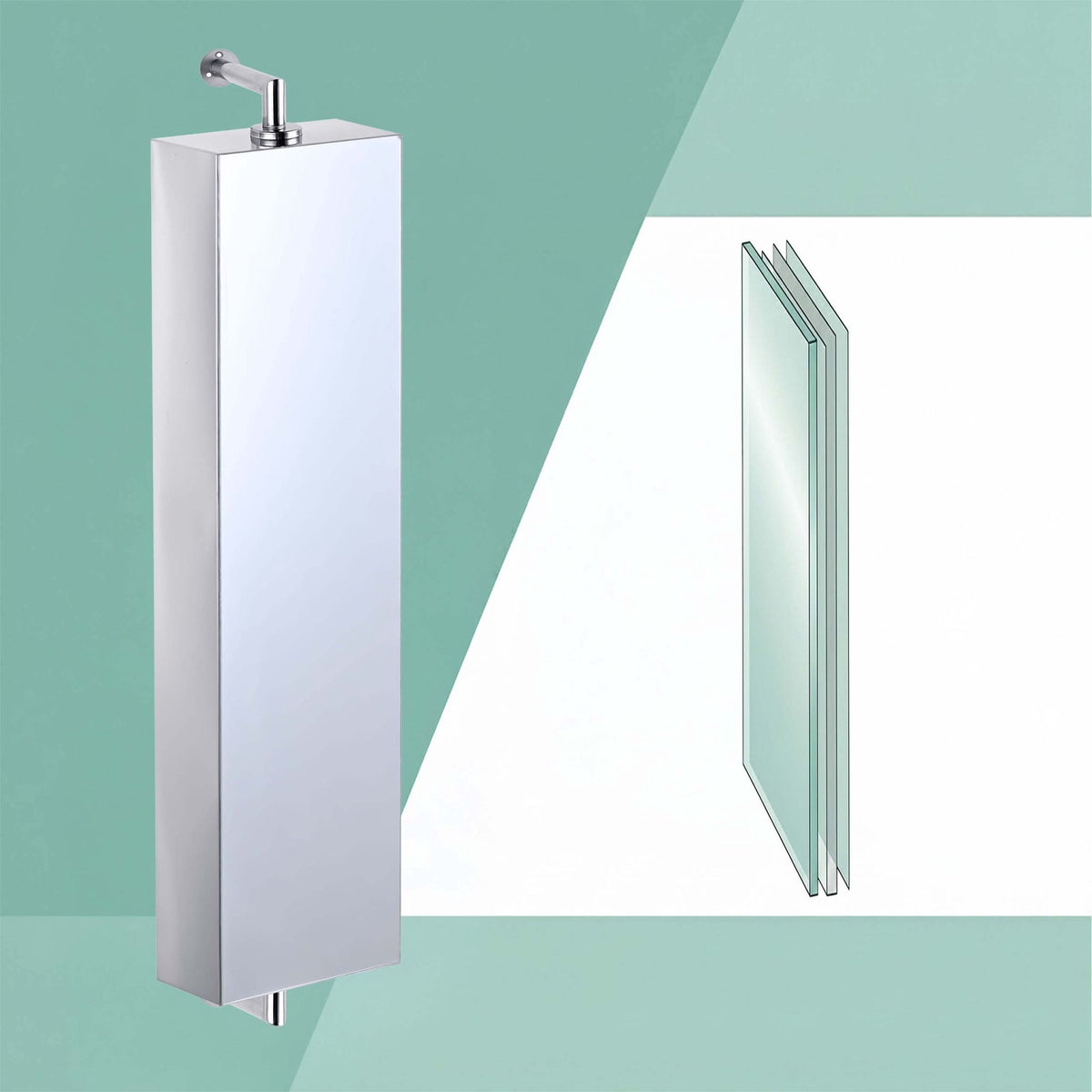 Swivel Mirror Cabinet, Stainless Steel, Wall-Mounted