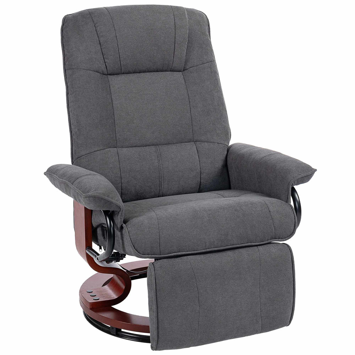 Swivel Recliner Chair, Linen-Look, Footrest, Gray