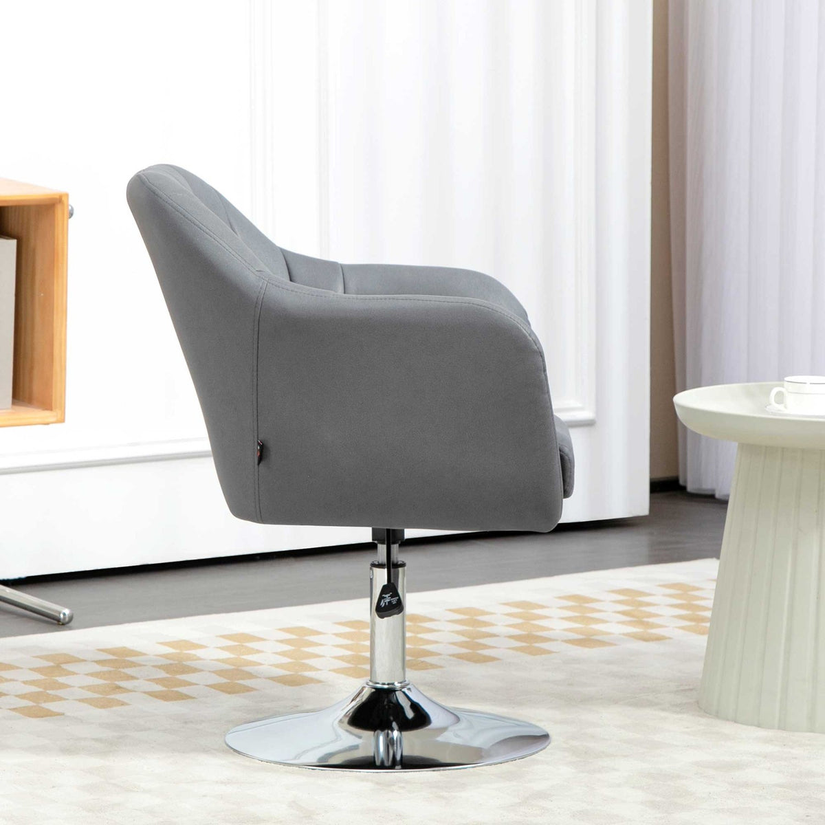Swivel chair, height-adjustable office chair, polyester, metal, 60 x 60 x 79-91 cm, dark grey
