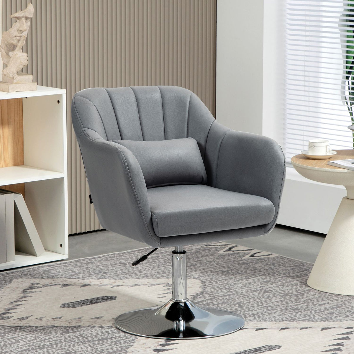 Swivel chair, height-adjustable office chair, polyester, metal, 60 x 60 x 79-91 cm, dark grey