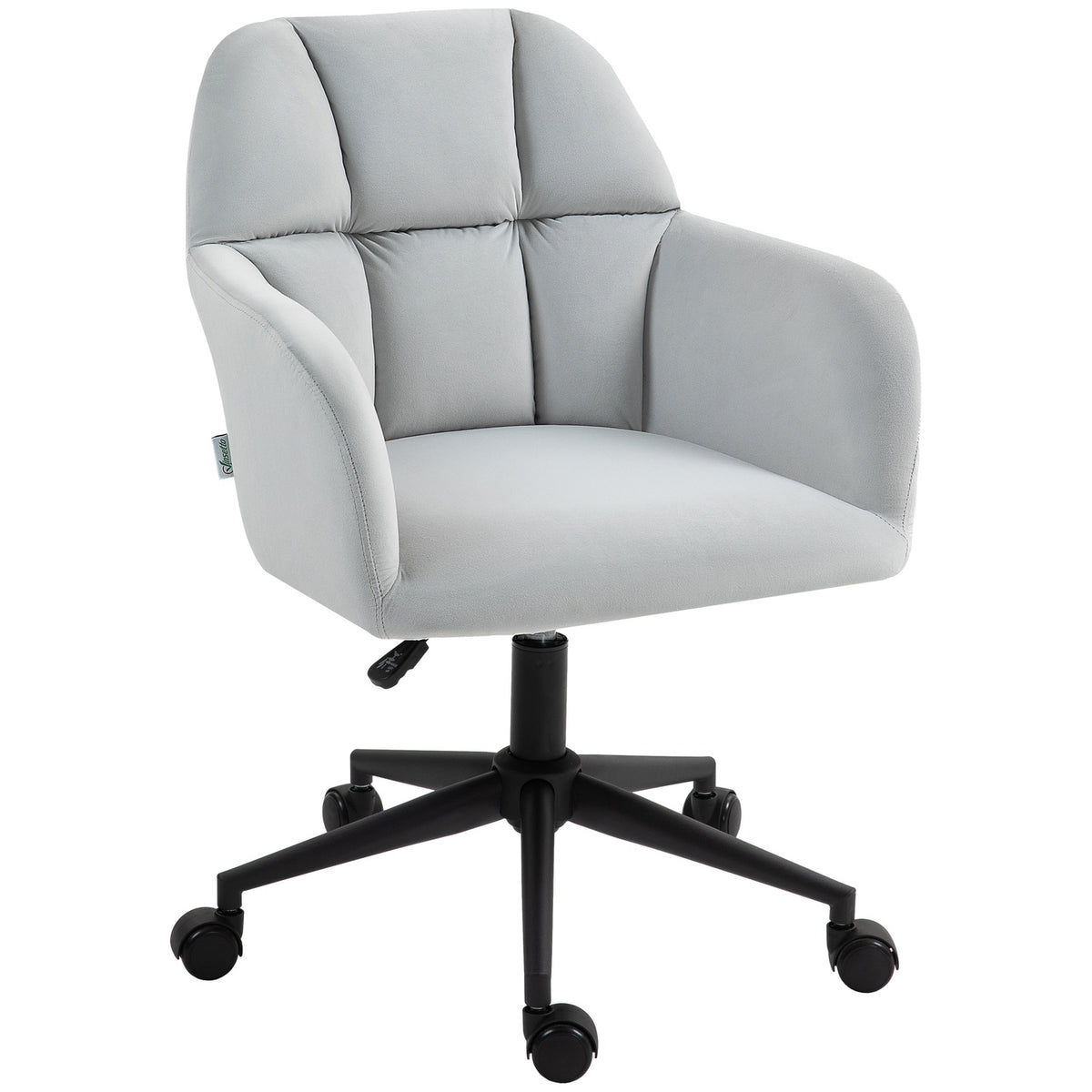 Swivel chair living room, height-adjustable modern office chair, desk chair with armrest, velvet look, up to 120kg, light gray