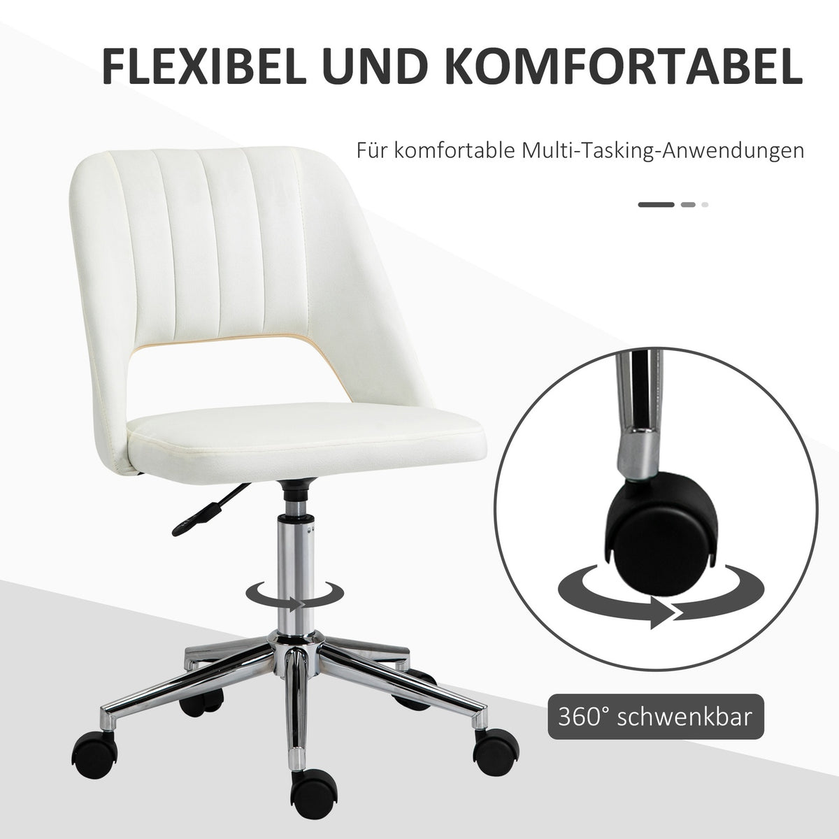 Swivel chair living room, office chair small, height-adjustable desk chair, beige