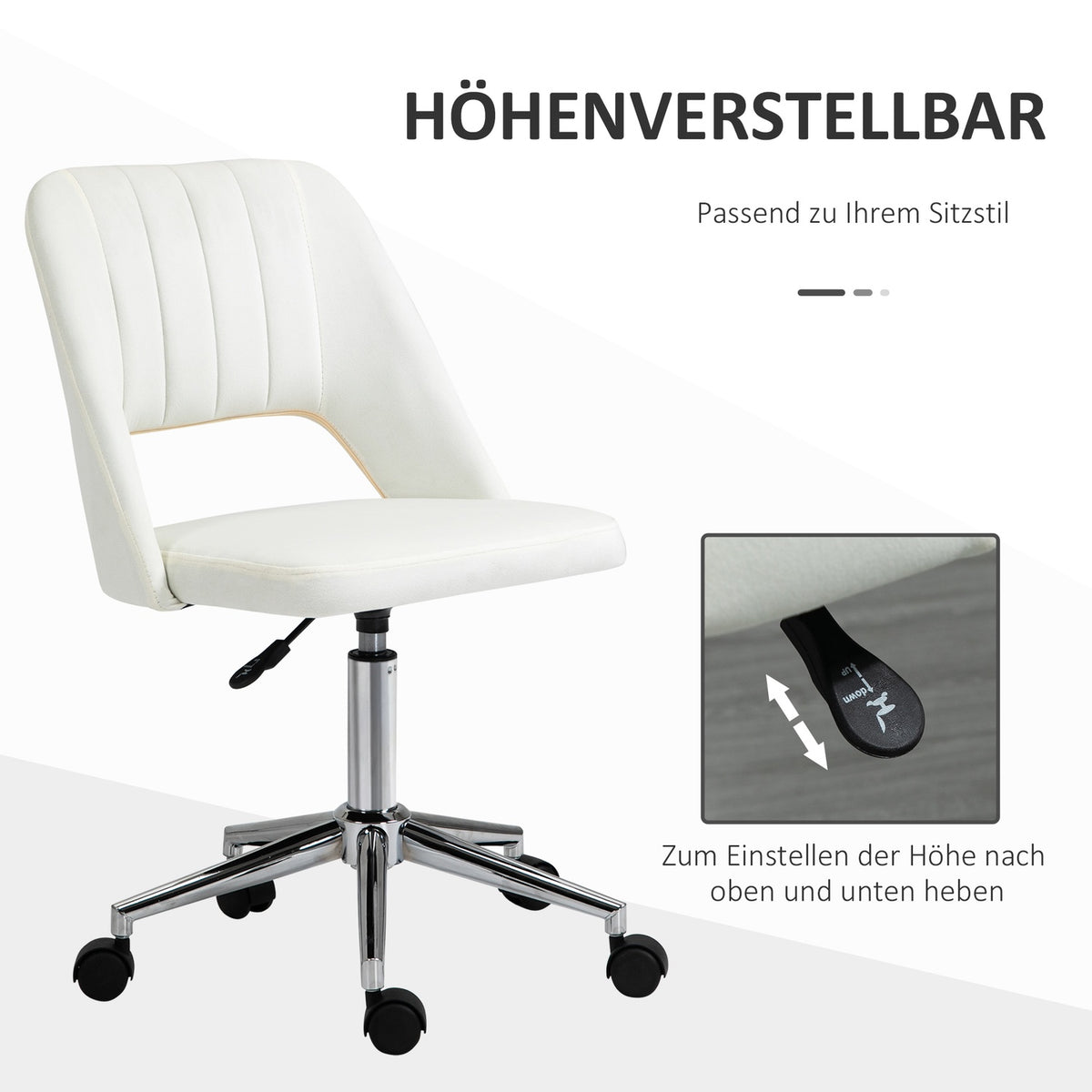 Swivel chair living room, office chair small, height-adjustable desk chair, beige