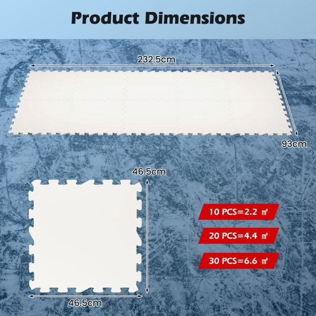 Synthetic Ice Tiles 10-Pack, UHMW-PE, 46.5 cm