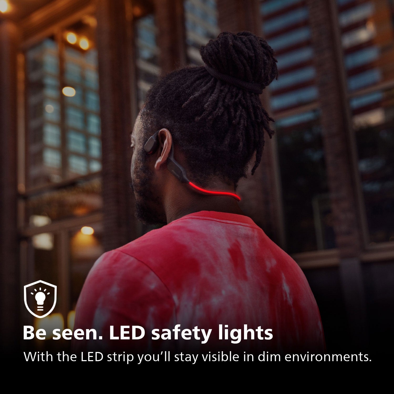 TAA7607BK Wireless open-ear sports headphones, Bone conduction, IPX66 class, Led lighting. Black.