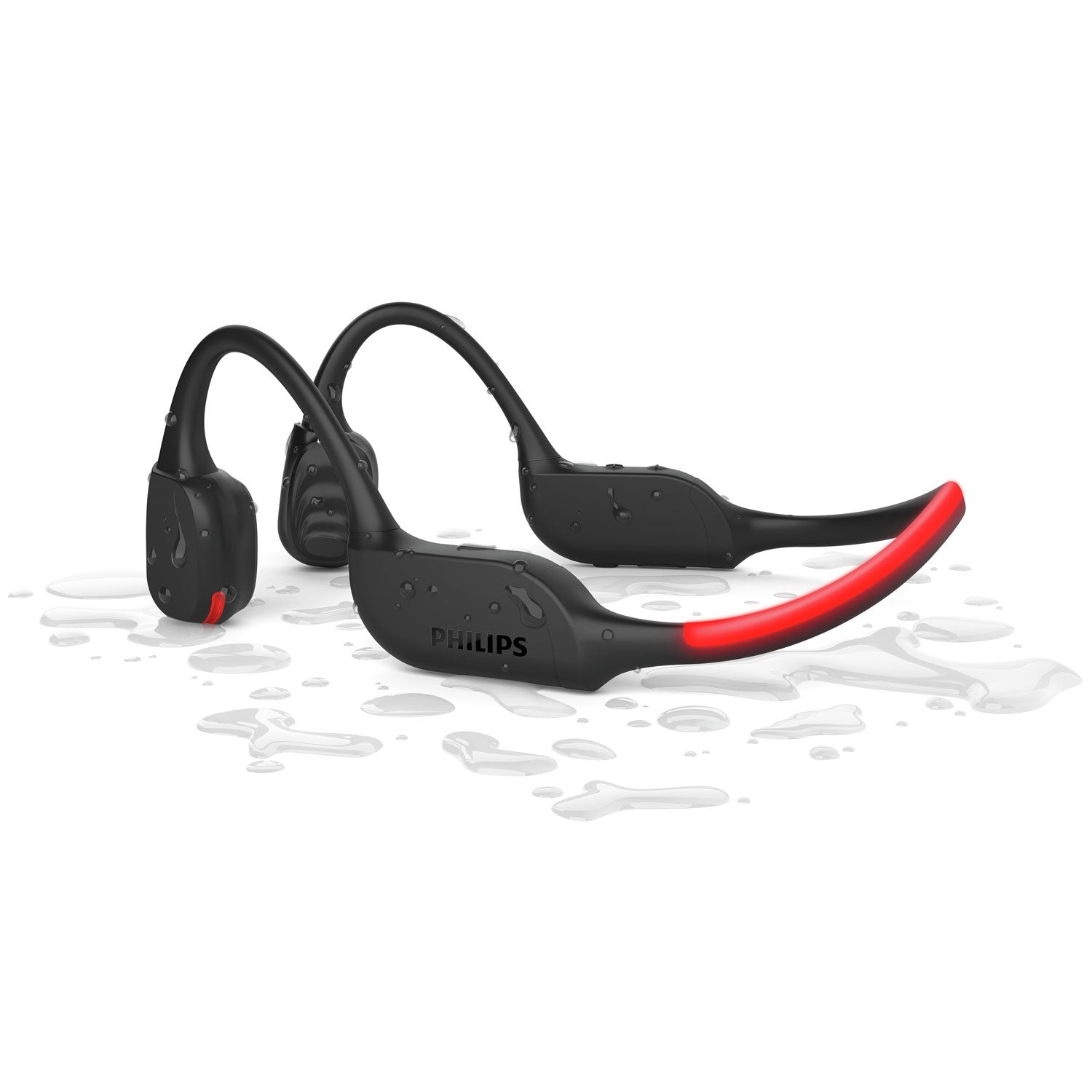 TAA7607BK Wireless open-ear sports headphones, Bone conduction, IPX66 class, Led lighting. Black.