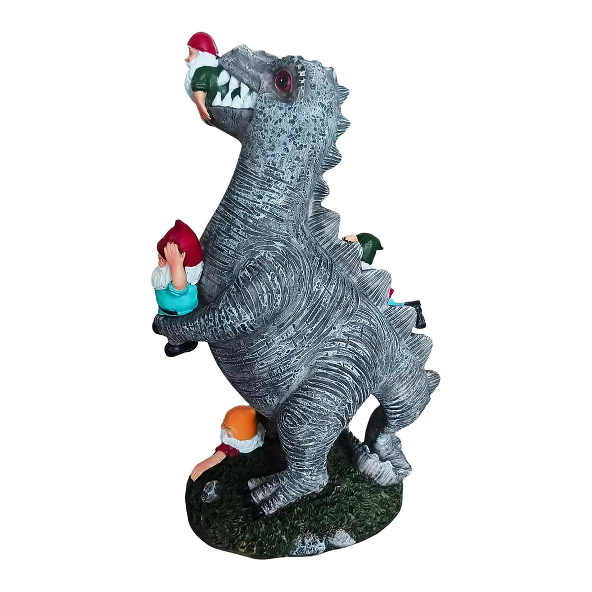 T-Rex Garden Ornament Eating Gnomes, Polyresin, 28.5cm