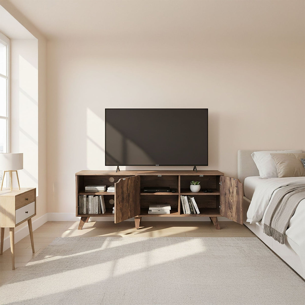 TV Cabinet, 6 Compartments, Fits TVs Up to 60 Inches