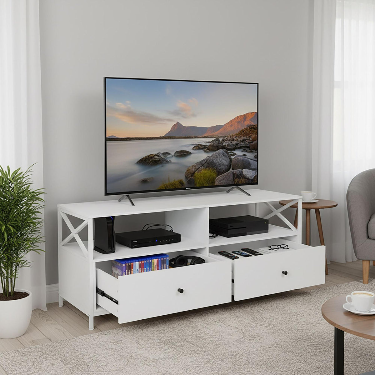 TV Cabinet with Drawers for TVs Up to 55 Inches