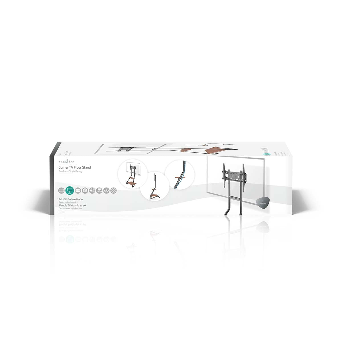 TV Floor Stand | 37 - 75 " | Maximum supported screen weight: 40 kg | Bauhaus Design | Adjustable pre-fixed heights | MDF / Steel | Black / Brown