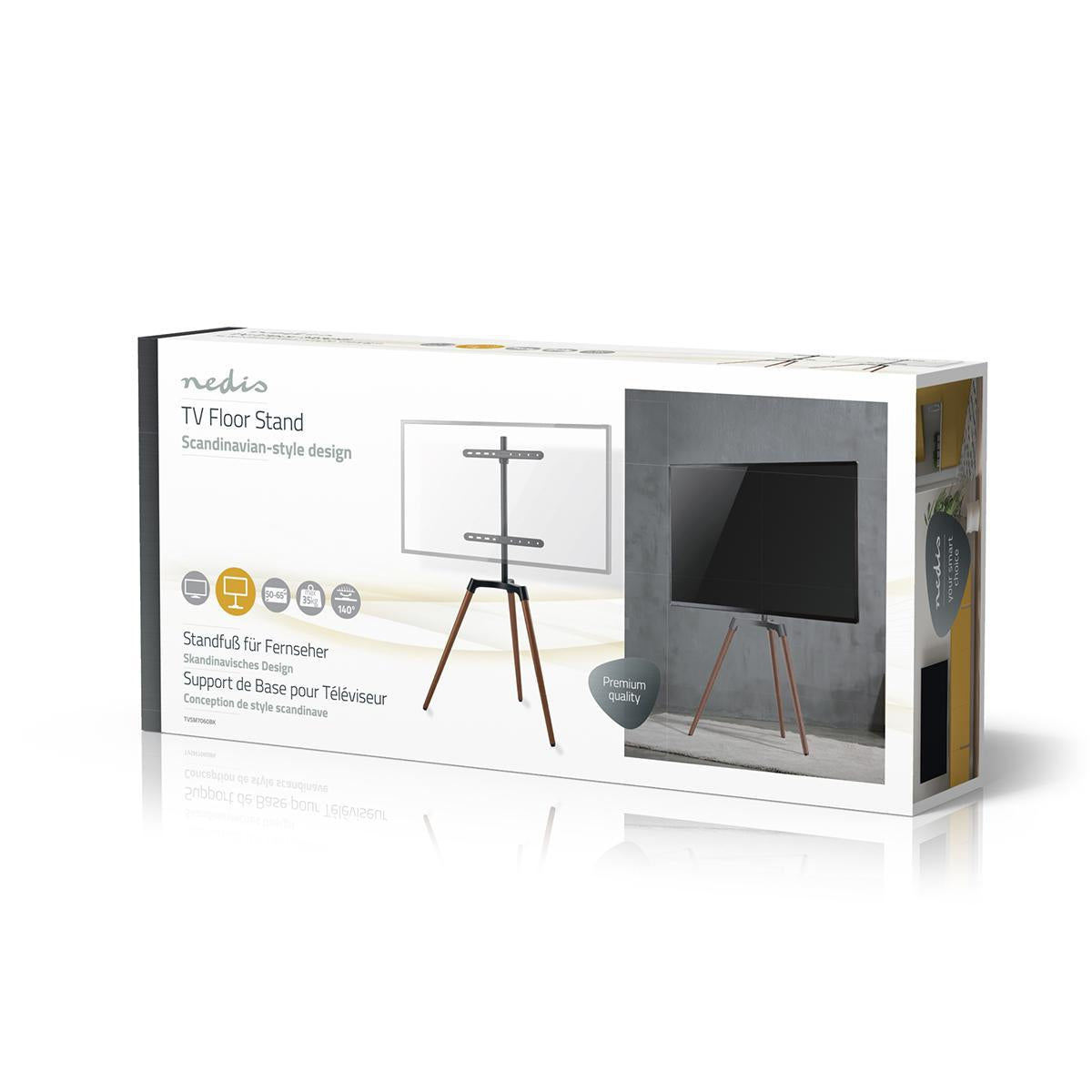 TV Floor Stand | 50 - 65 " | Maximum supported screen weight: 35 kg | Scandinavian Design | Rotatable | Anti-tip strap | Snap-lock | Aluminium / Steel | Black