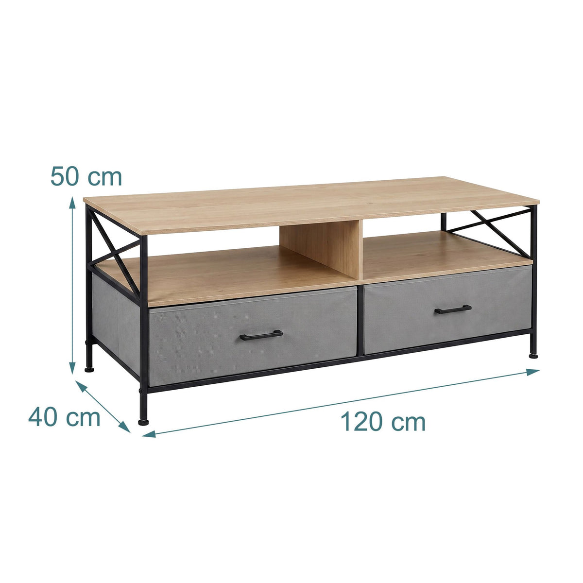TV Lowboard with Storage, Greige-Black, 120 cm