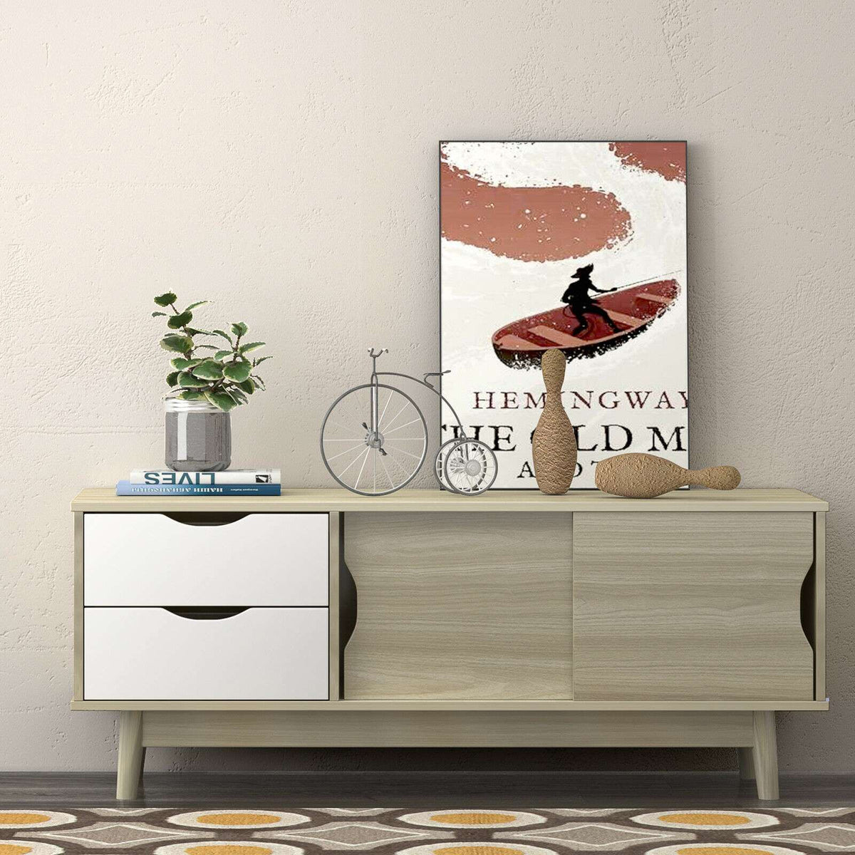 TV Stand for TVs Up to 60 Inch, Doors and Drawers