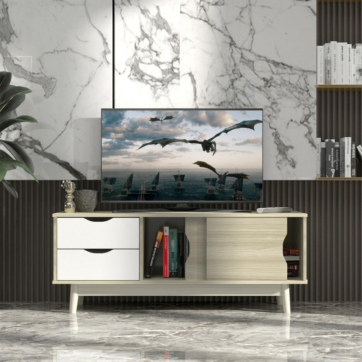 TV Stand for TVs Up to 60 Inch, Doors and Drawers