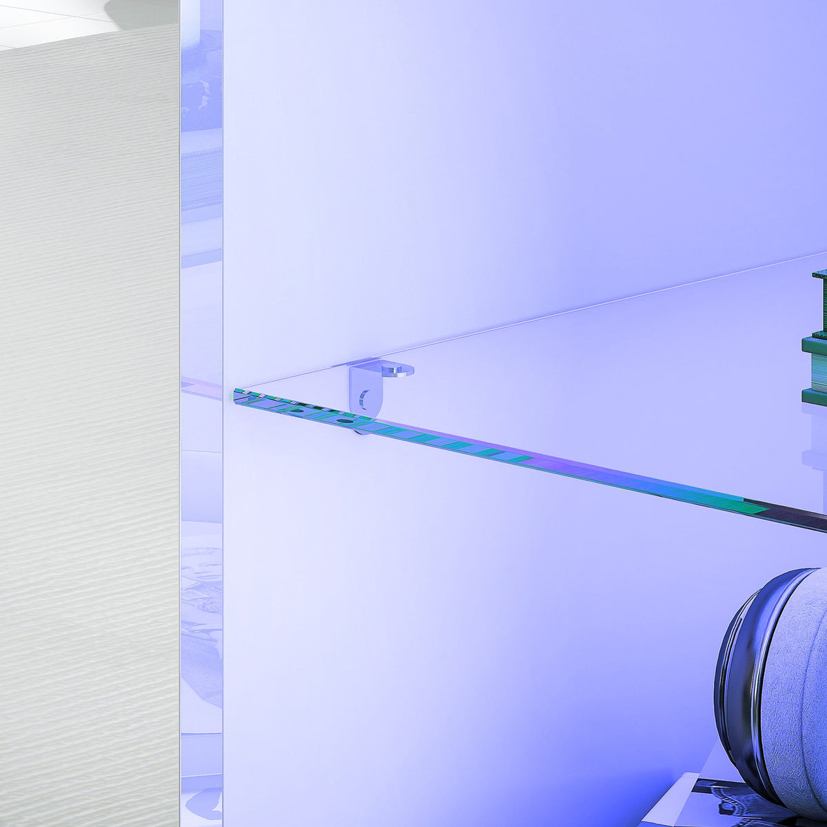 TV Stand with RGB LED Lights, Glossy White Finish