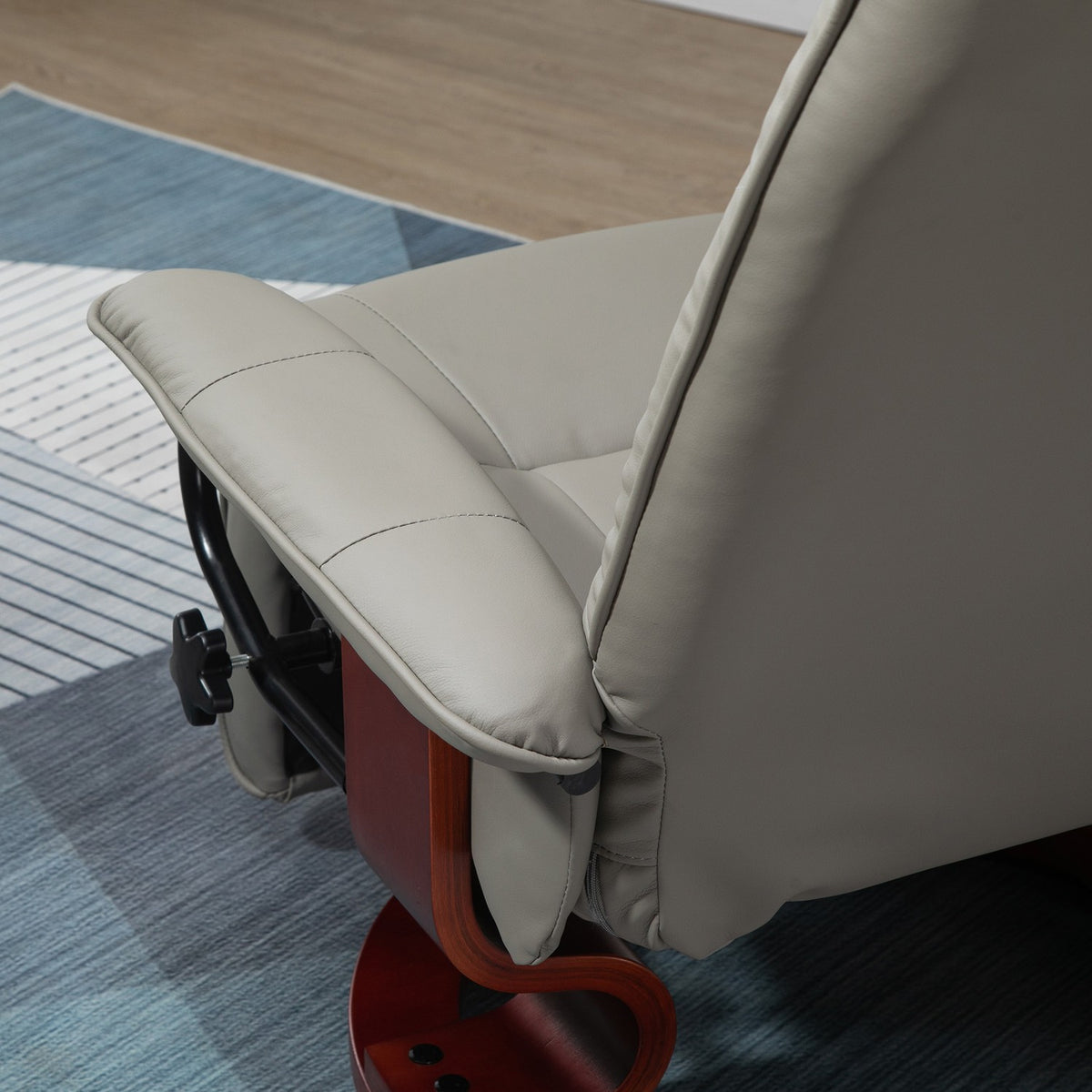 TV armchair electric, 145° tiltable, with reclining function, side buttons, footrest, relaxation chair, imitation leather, 78 x 87 x 100 cm, gray