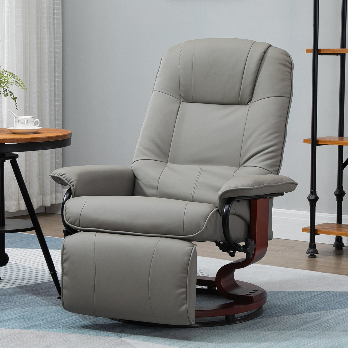 TV armchair electric, 145° tiltable, with reclining function, side buttons, footrest, relaxation chair, imitation leather, 78 x 87 x 100 cm, gray