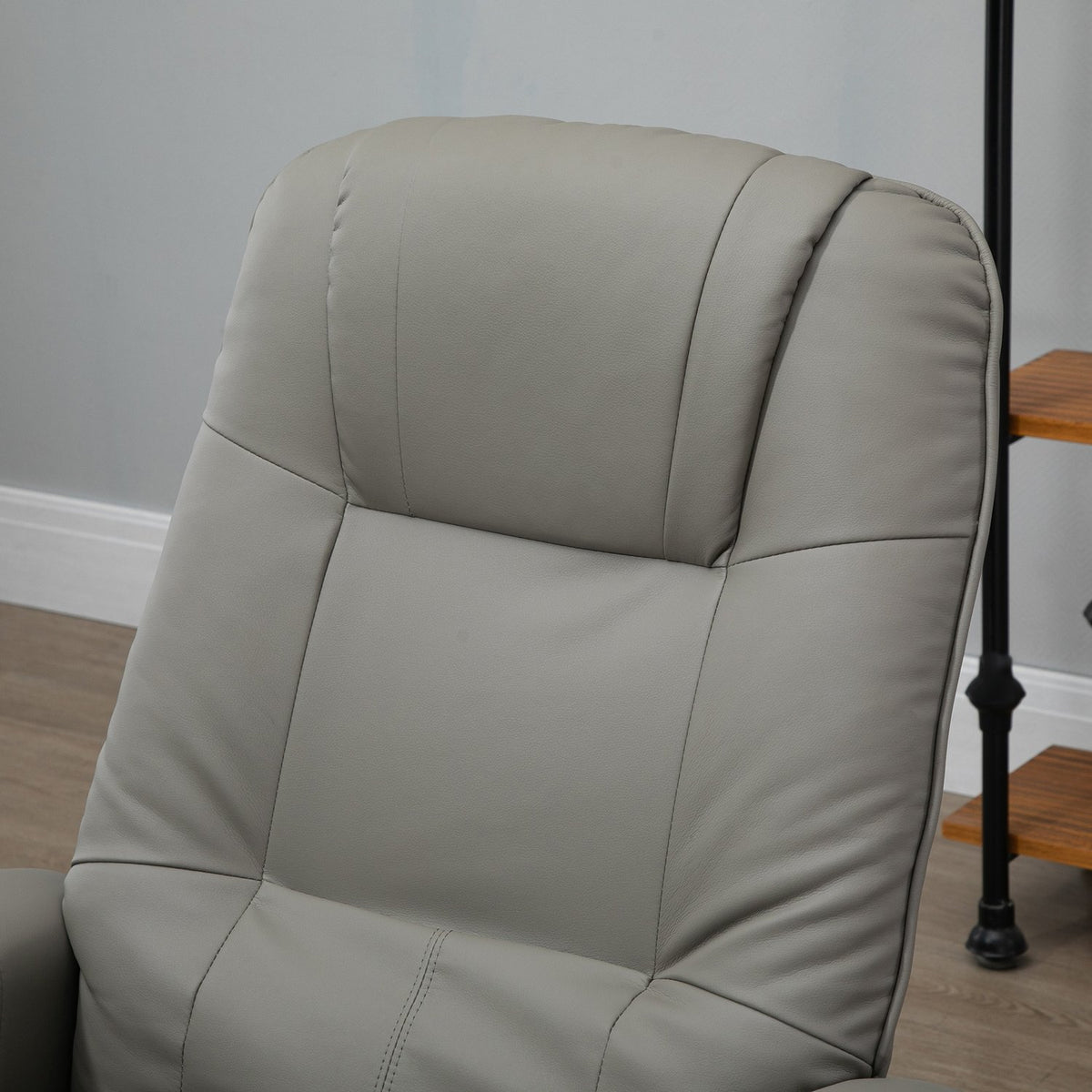 TV armchair electric, 145° tiltable, with reclining function, side buttons, footrest, relaxation chair, imitation leather, 78 x 87 x 100 cm, gray