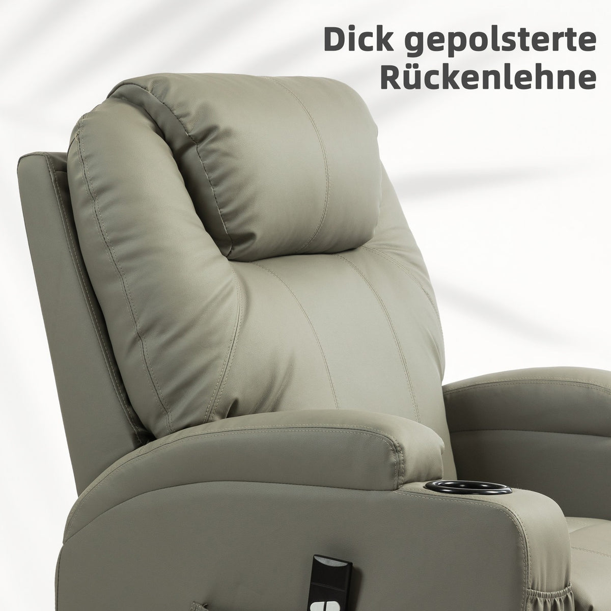 TV armchair with stand-up aid, electric reclining armchair with reclining function, TV armchair with cup holder, remote control, imitation leather