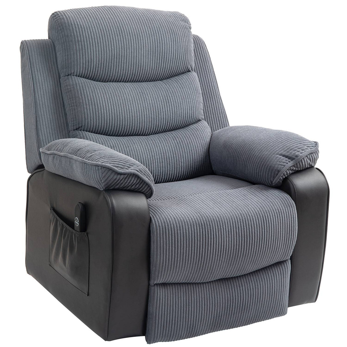 TV armchair with stand-up aid, electric reclining armchair with reclining function, pocket spring core, TV armchair with footrest, side pocket and remote control, dark gray