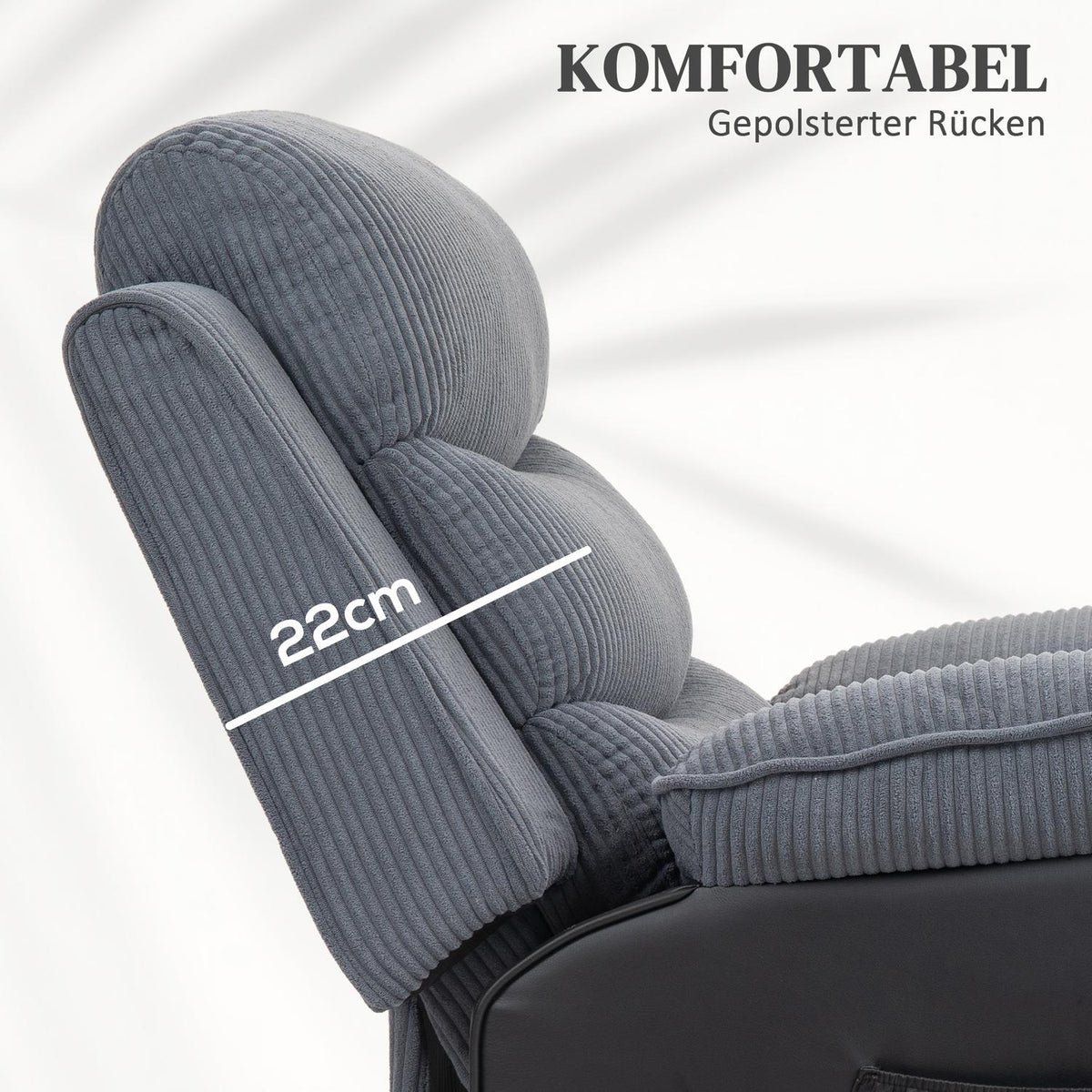 TV armchair with stand-up aid, electric reclining armchair with reclining function, pocket spring core, TV armchair with footrest, side pocket and remote control, dark gray