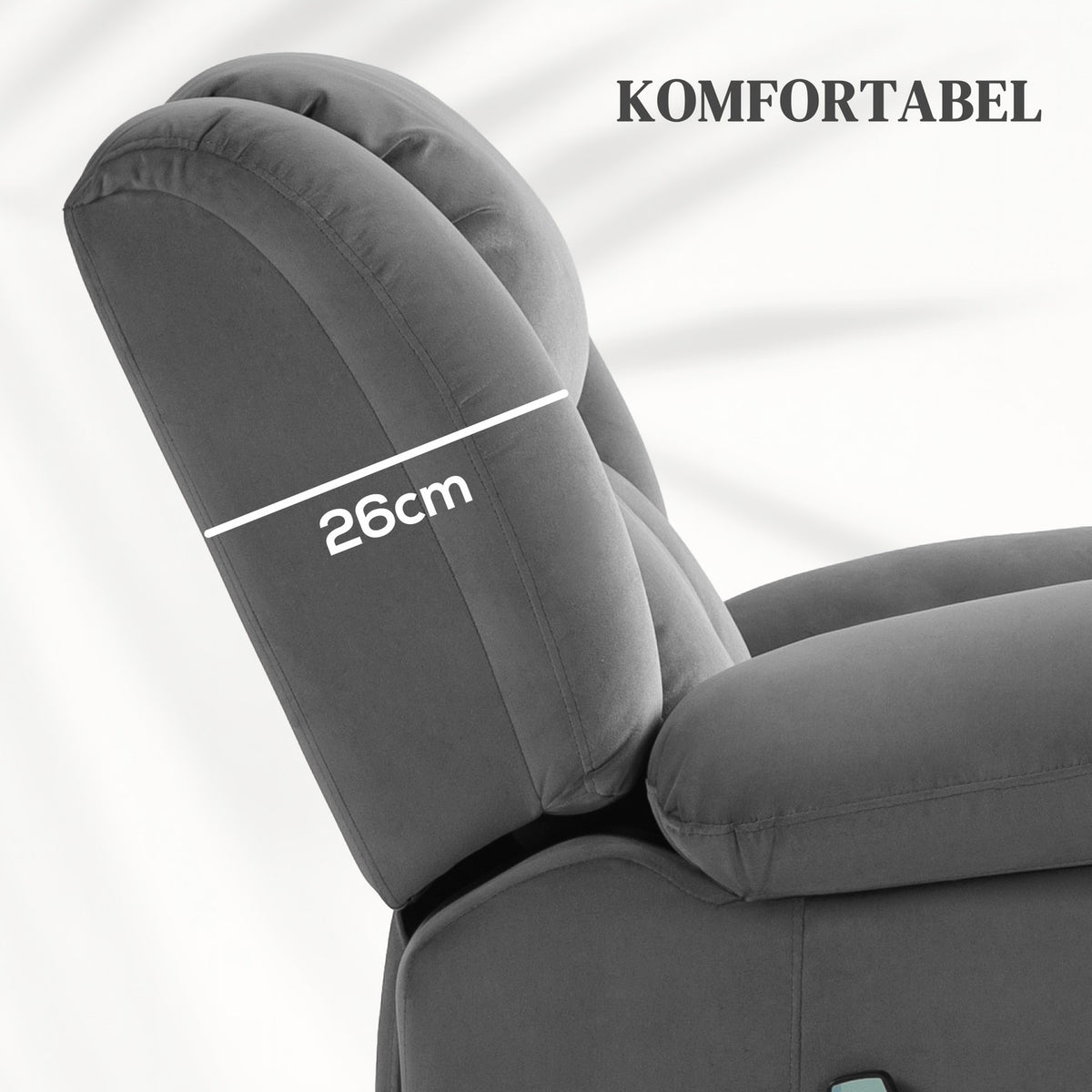 TV armchair with stand-up aid, electric relaxation armchair with massage/warming/reclining function, TV armchair with cup holder, storage space, USB ports and remote control, velvet, dark grey