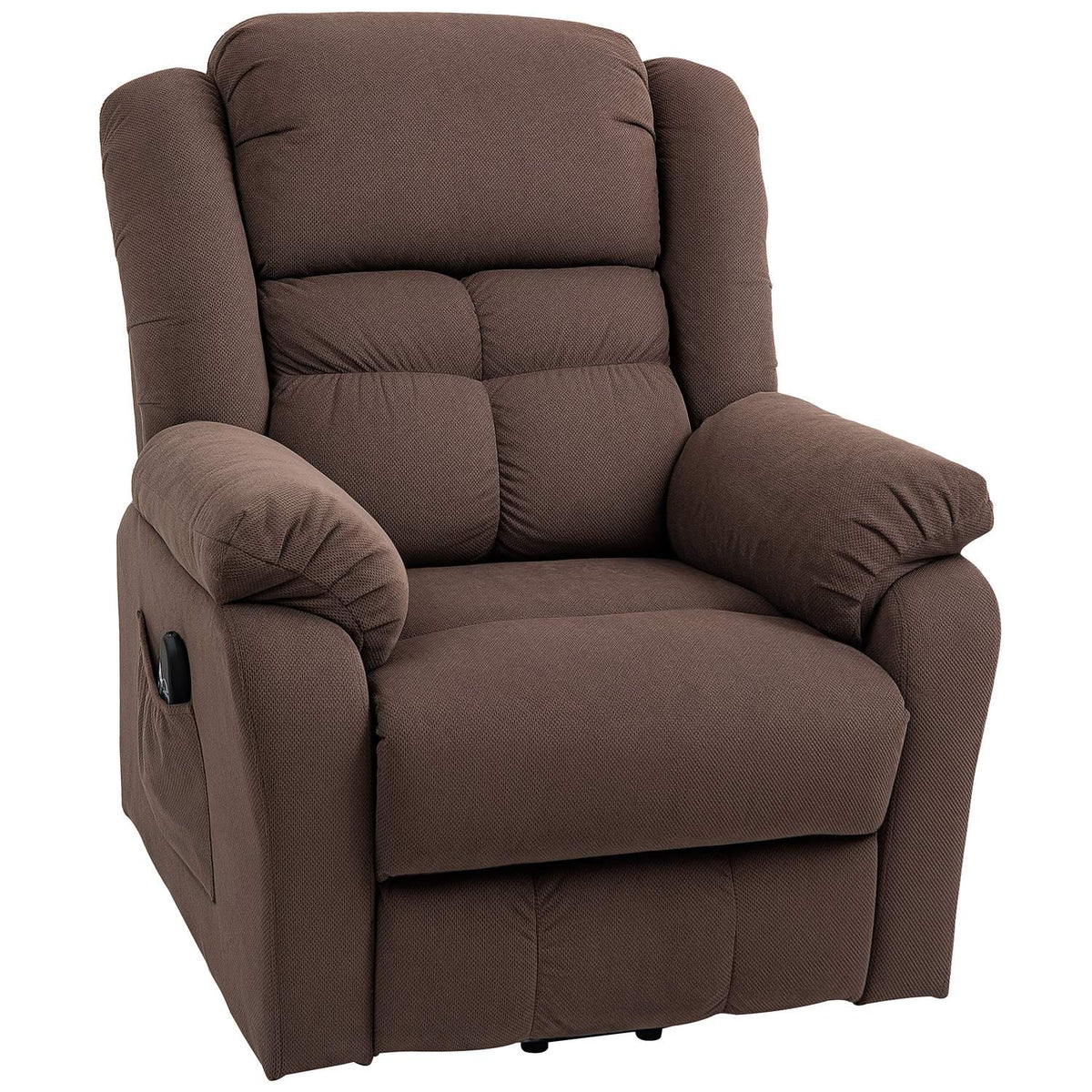 TV armchair with stand-up aid, electric relaxation armchair with reclining, massage and heating functions, TV armchair with pocket spring core, side pocket and remote control, dark brown