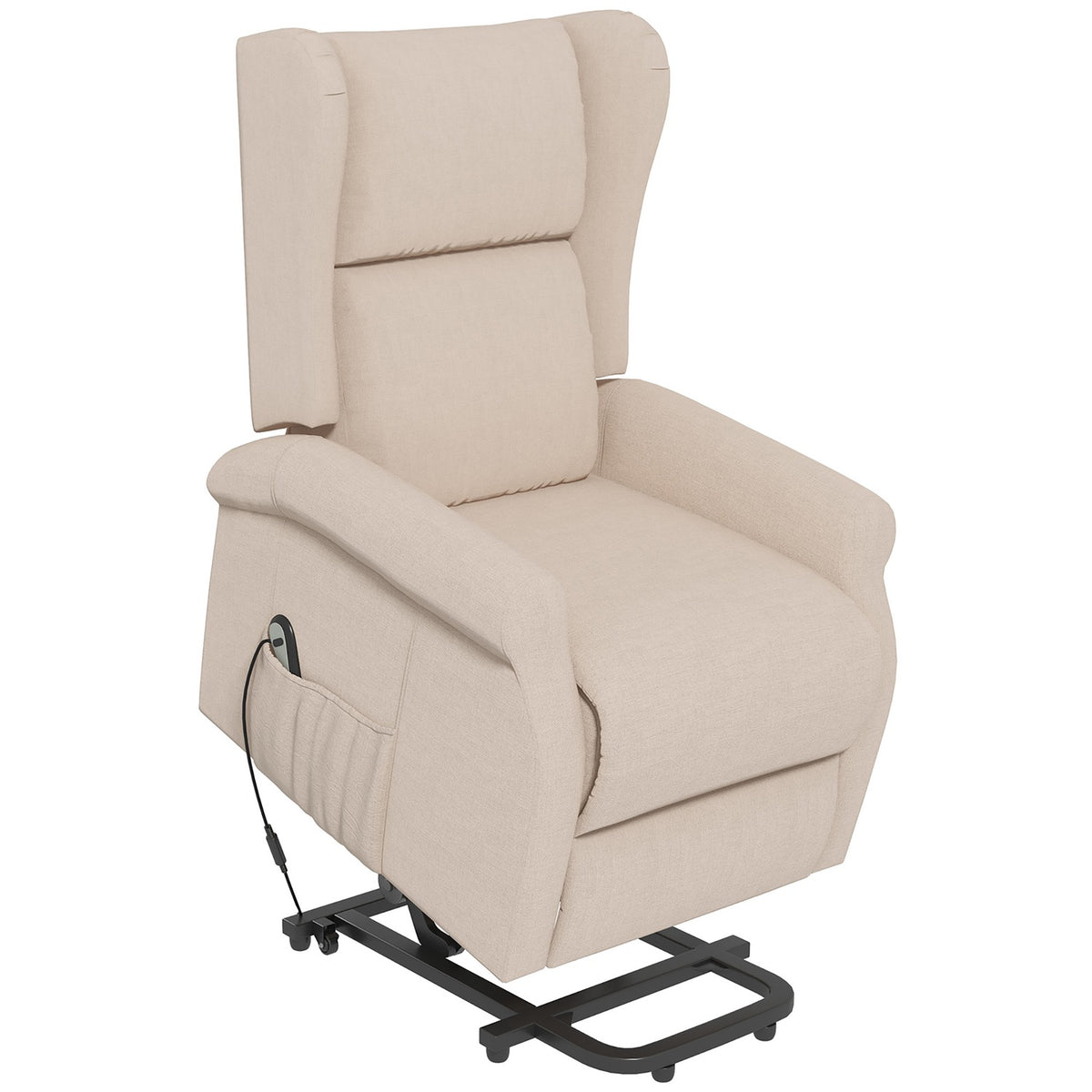 TV armchair with stand-up aid, ergonomic, freely lockable, with reclining and electric stand-up function, 72.5 x 94 x 109 cm, cream