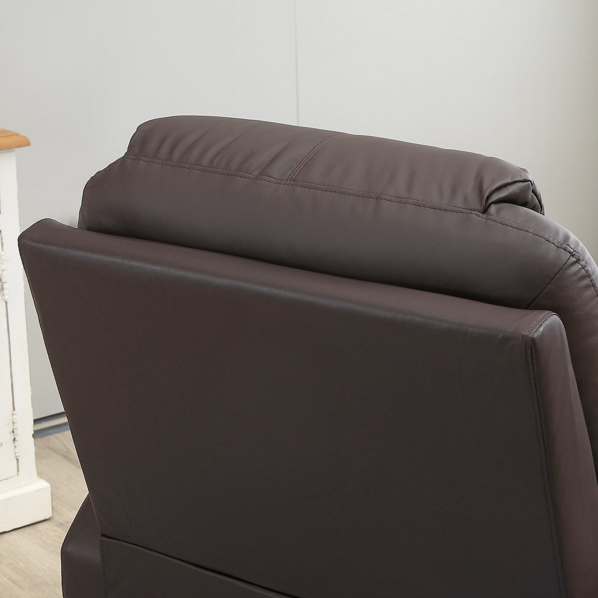 TV armchair with stand-up aid, with 8 massage points, timer, remote control, side pocket, foam, 88 x 99 x 106 cm, brown