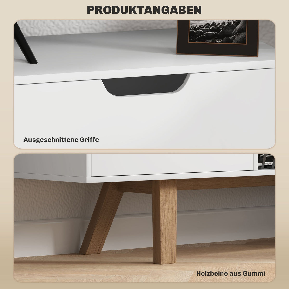 TV cabinet, TV stand for televisions up to 65 inches, lowboard with 2 cabinets and 2 shelves, TV cabinet for living room, 150 x 39 x 50 cm white