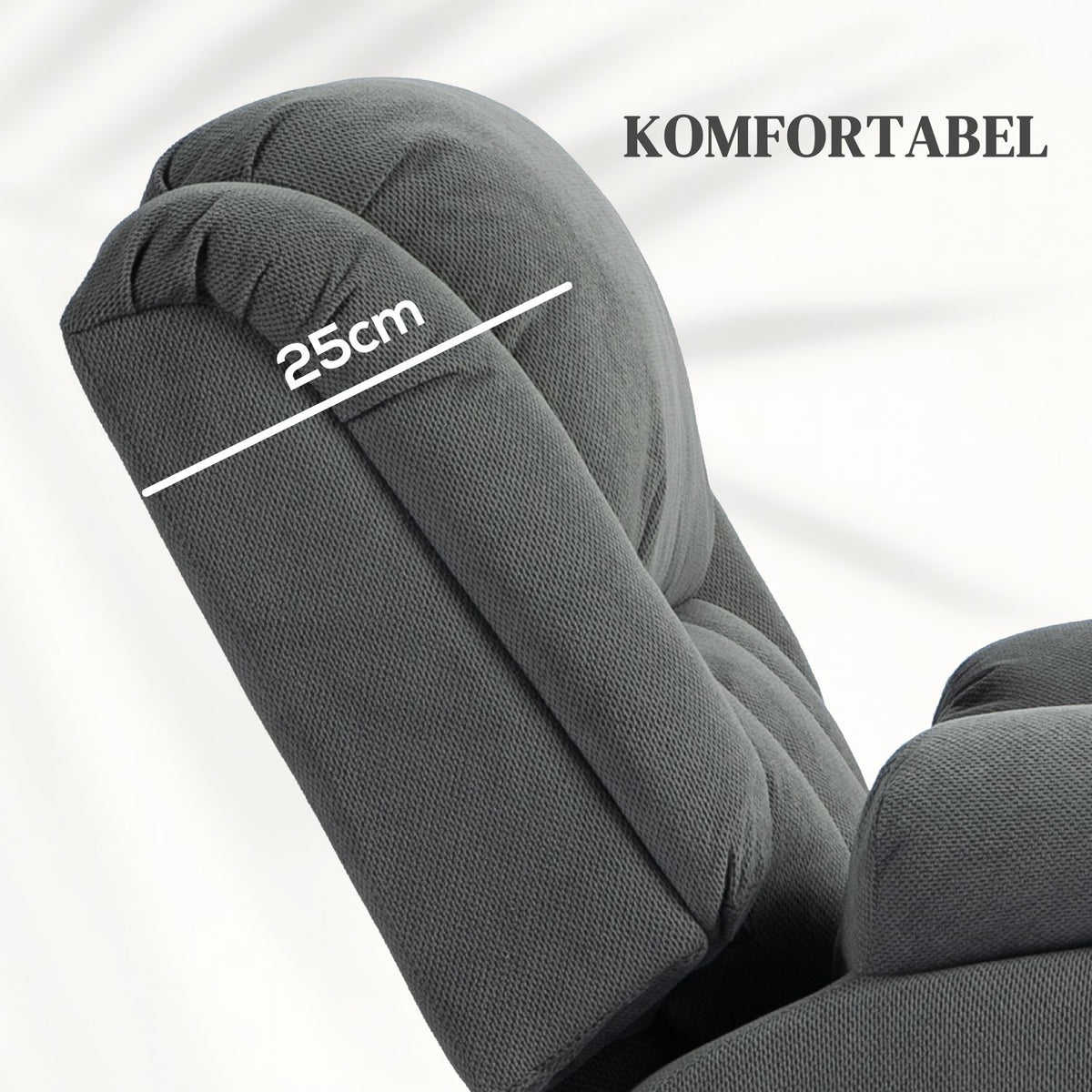 TV chair with massage and heat function, electric riser, remote control, side pockets, grey