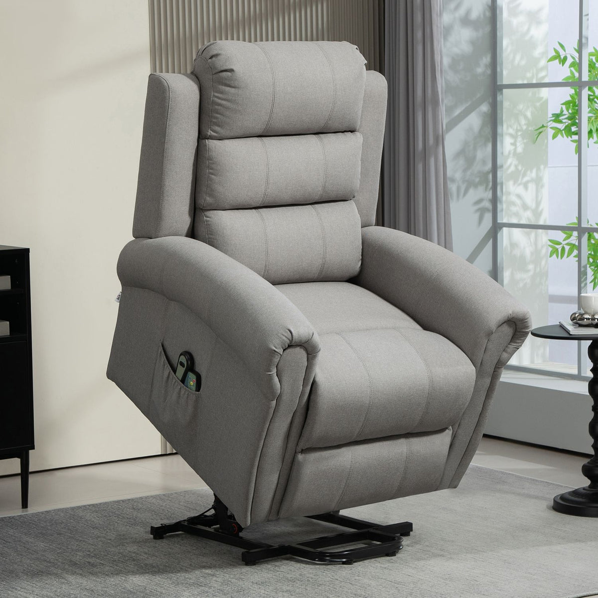 TV chair with stand-up aid, electric relaxation chair with reclining function, heating function, massage chair with pocket spring