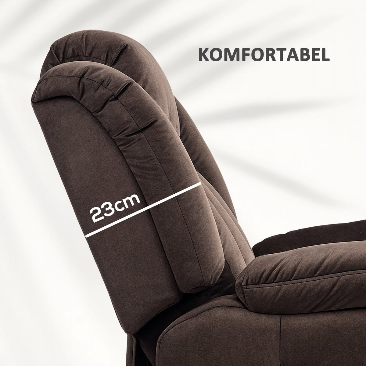 TV chair with stand-up aid, electric relaxation chair with reclining function, vibration massage, heating function, TV chair with pocket spring core, side pocket and remote control, brown