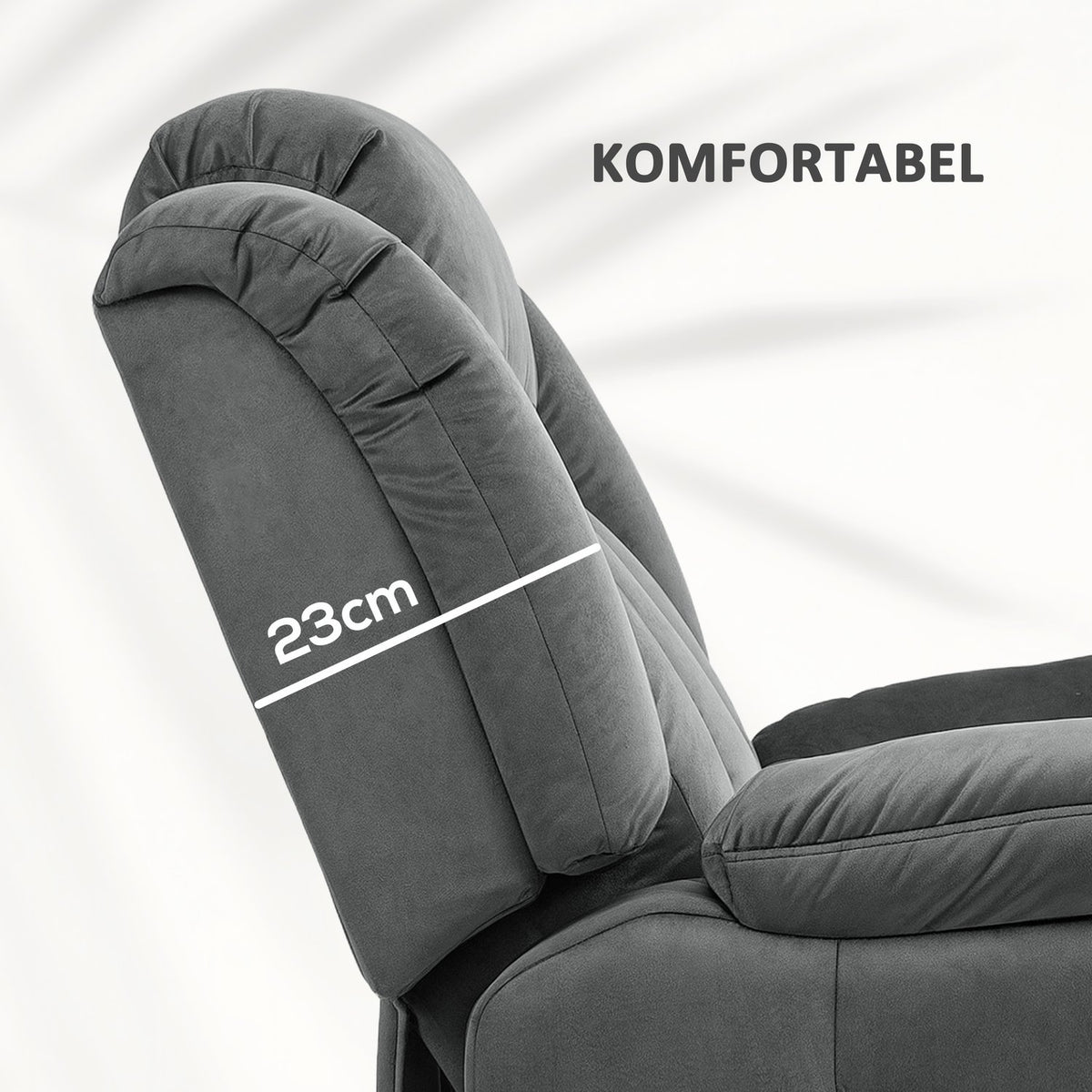 TV chair with stand-up aid, electric relaxation chair with reclining function, vibration massage, heating function, TV chair with pocket spring core, side pocket and remote control, dark gray