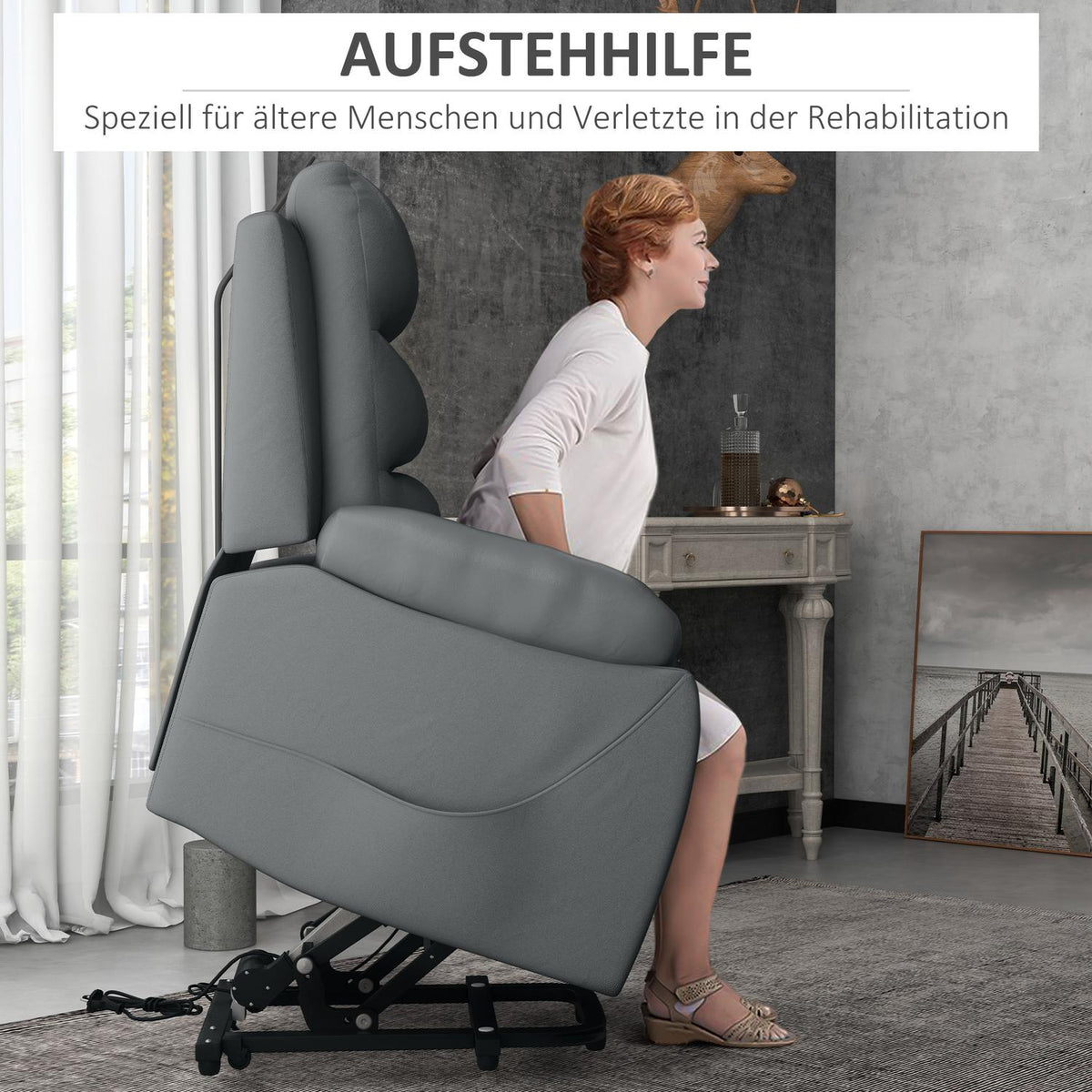 TV chair with stand-up aid, up to 180 kg, electric relaxation chair with reclining function, vibration massage, TV chair with remote control