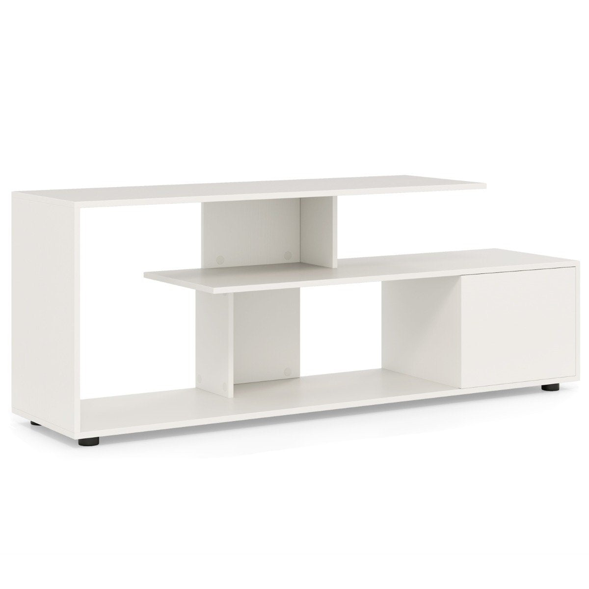 TV stand for TVs up to 55 inches with shelves &amp; Cabinet TV cabinet lowboard white