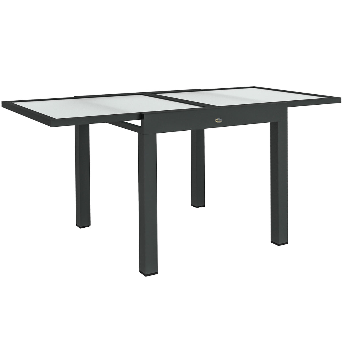 Table Extensible de Jardin Grande Waist Dimensions: 160L x 80W x 75H cm Aluminum Dark Gray Top in Tempered Glass Transparent
