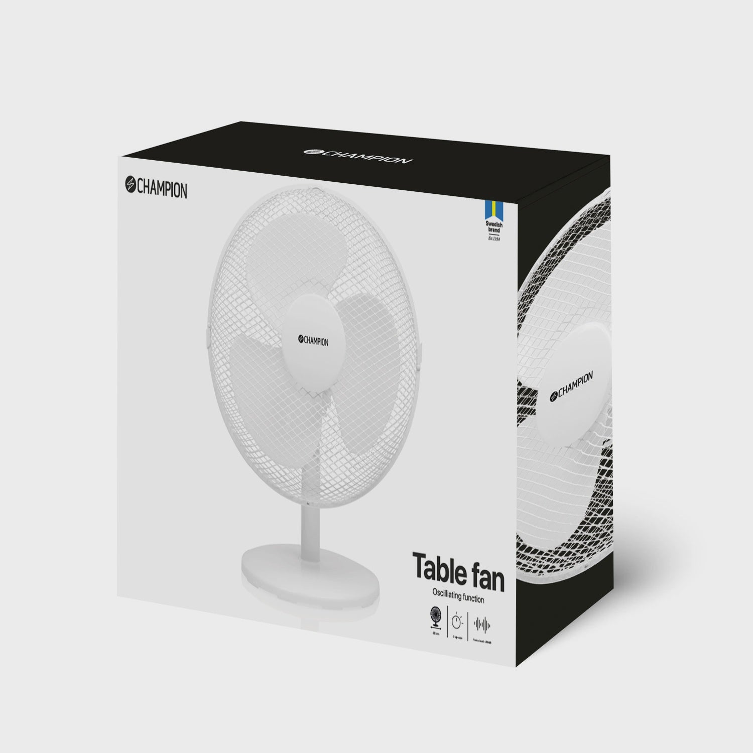Table Fan 30cm, White, 3 Speeds, Oscillating