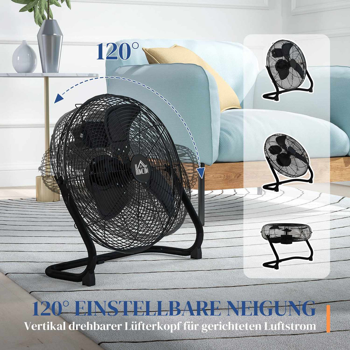 Table Fan Electric Fan with 3 Speed Levels, 120° Adjustable Angle for Home, Office, Bedroom, Black |