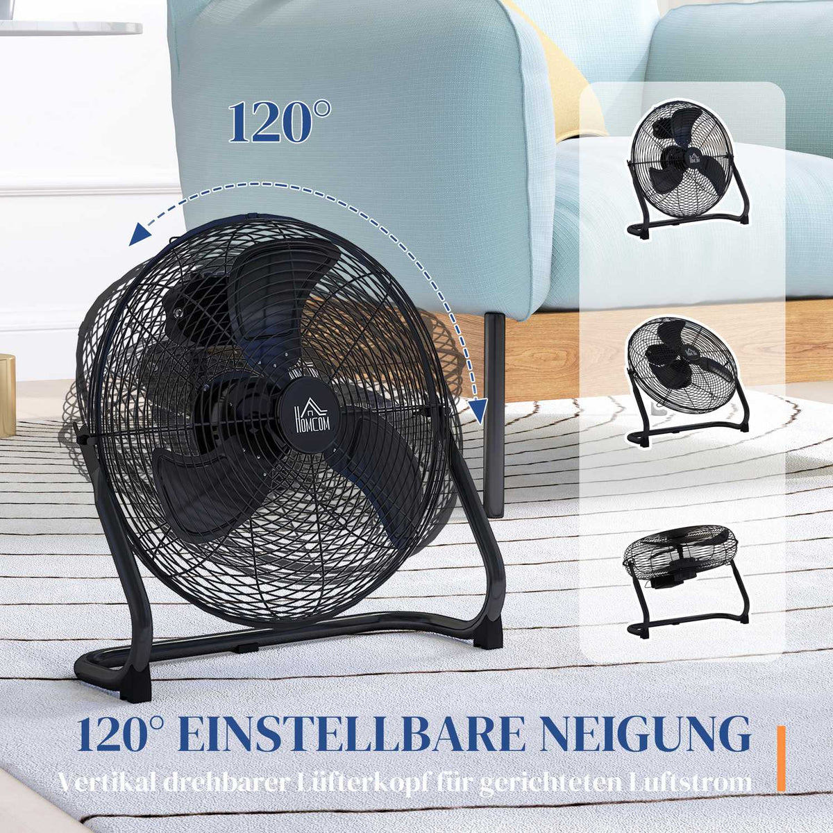 Table Fan Electric Fan with 4 Speed Levels, 120° Adjustable Angle for Home, Office, Bedroom, Black
